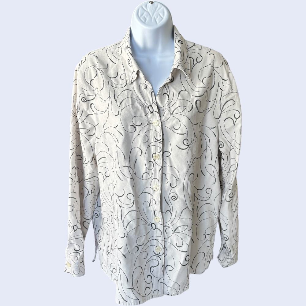 Vintage L Boho Shirt Cream Black Regular